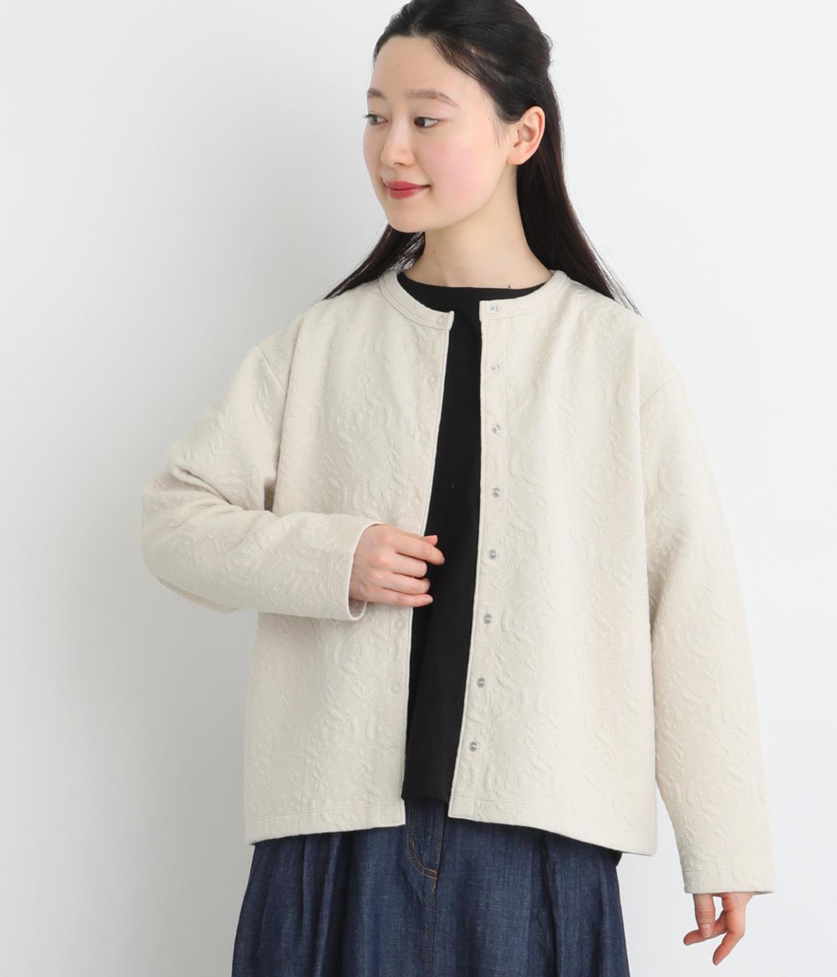 フラワージャカードカーディガン(アイボリー-M)