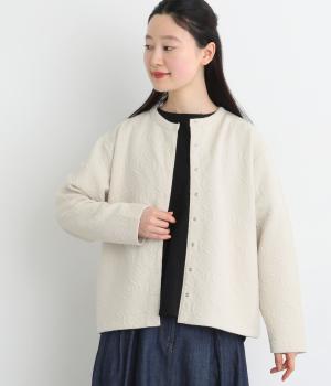 フラワージャカードカーディガン(アイボリー-M)