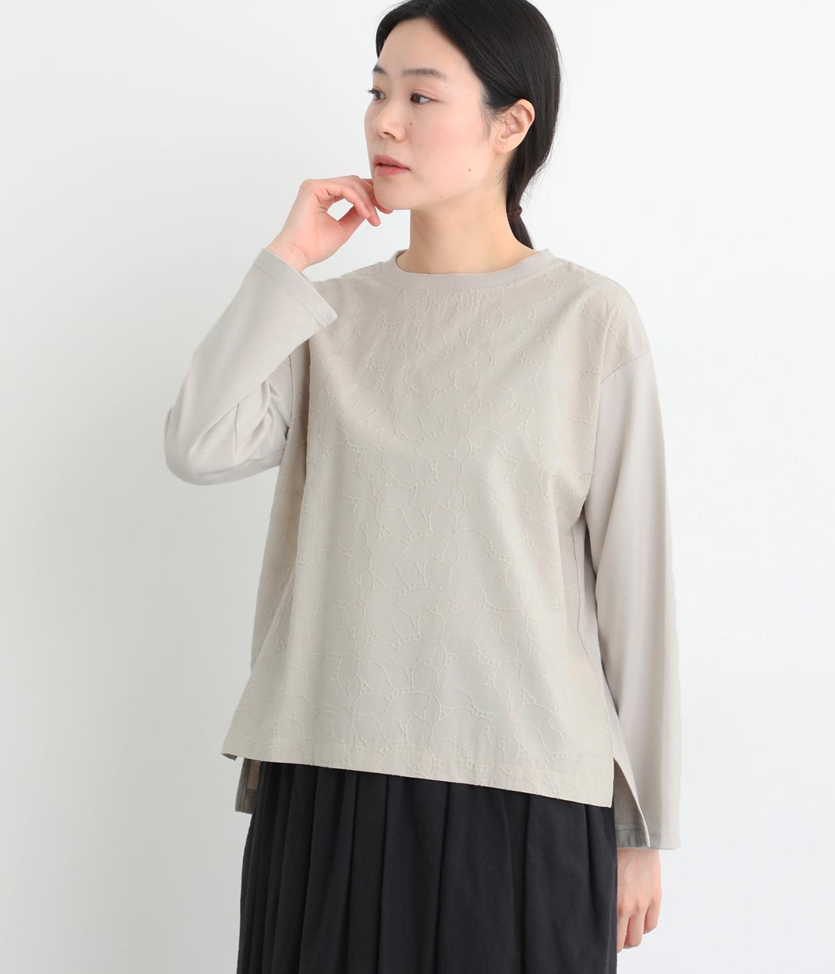 フロント布帛　刺繍プルオーバー(グレー-M)