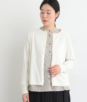 コットンシルクラウンドヘムニットカーディガン(オフホワイト-F)