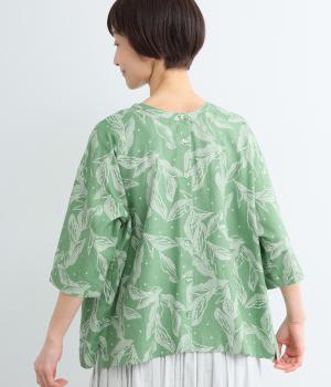 リーフプリント　2wayギャザーブラウス
