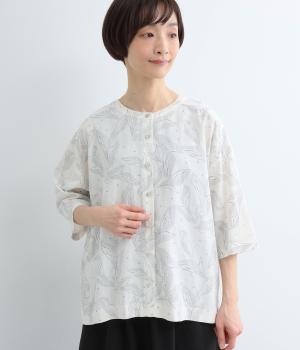 リーフプリント　2wayギャザーブラウス(アイボリー-F)