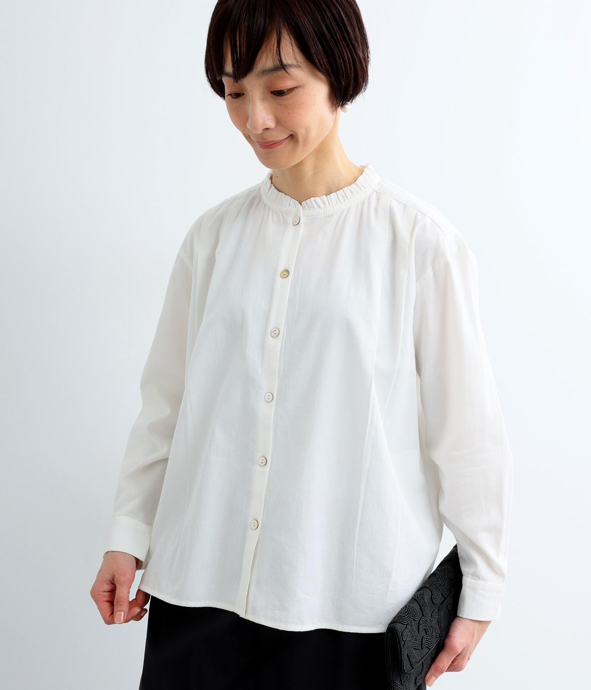 フリルカラーブラウス(オフホワイト-M)