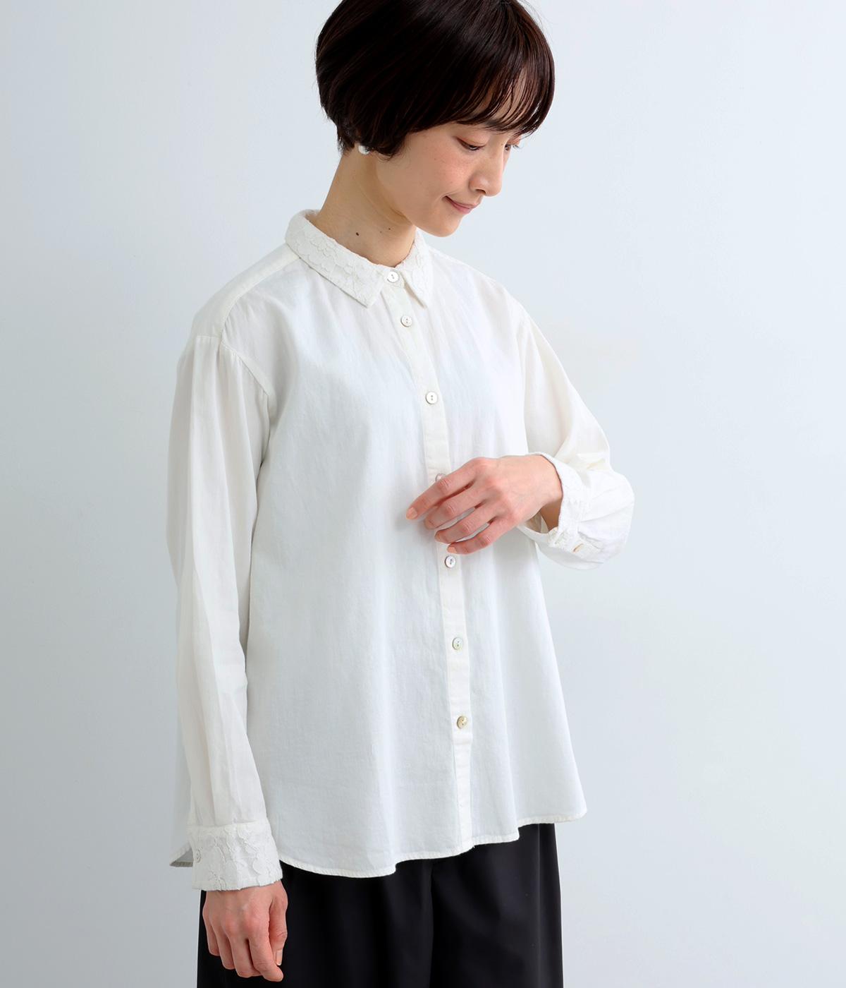 レースカラーブラウス(オフホワイト-M)