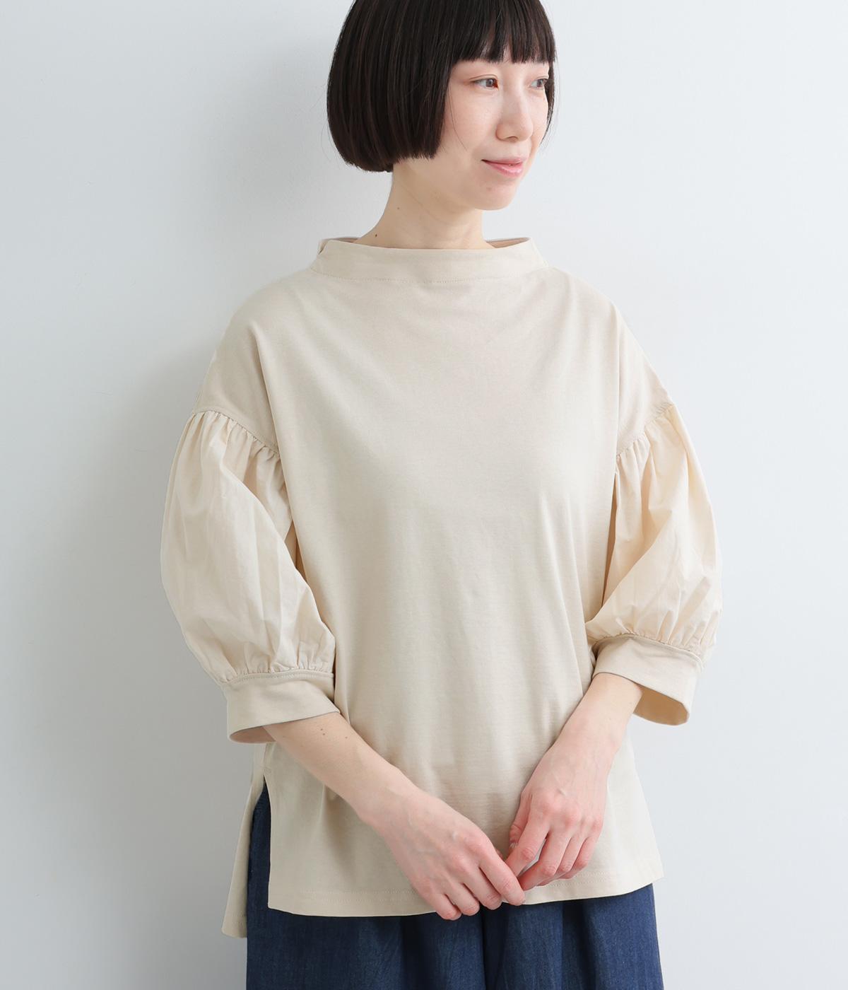 コットンギャザースリーブプルオーバー(アイボリー-M)