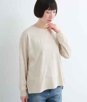 コットン天竺　フラワードットプルオーバー