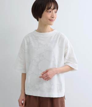 フラワージャカードボトルネックプルオーバー(オフホワイト-M)