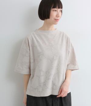 フラワージャカードボトルネックプルオーバー(ライトグレー-M)