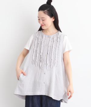 ハイツイストコットンWガーゼフリルジレ