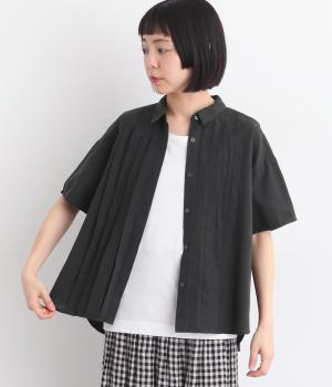 コットンリネンフロントタックブラウス(チャコール-L)