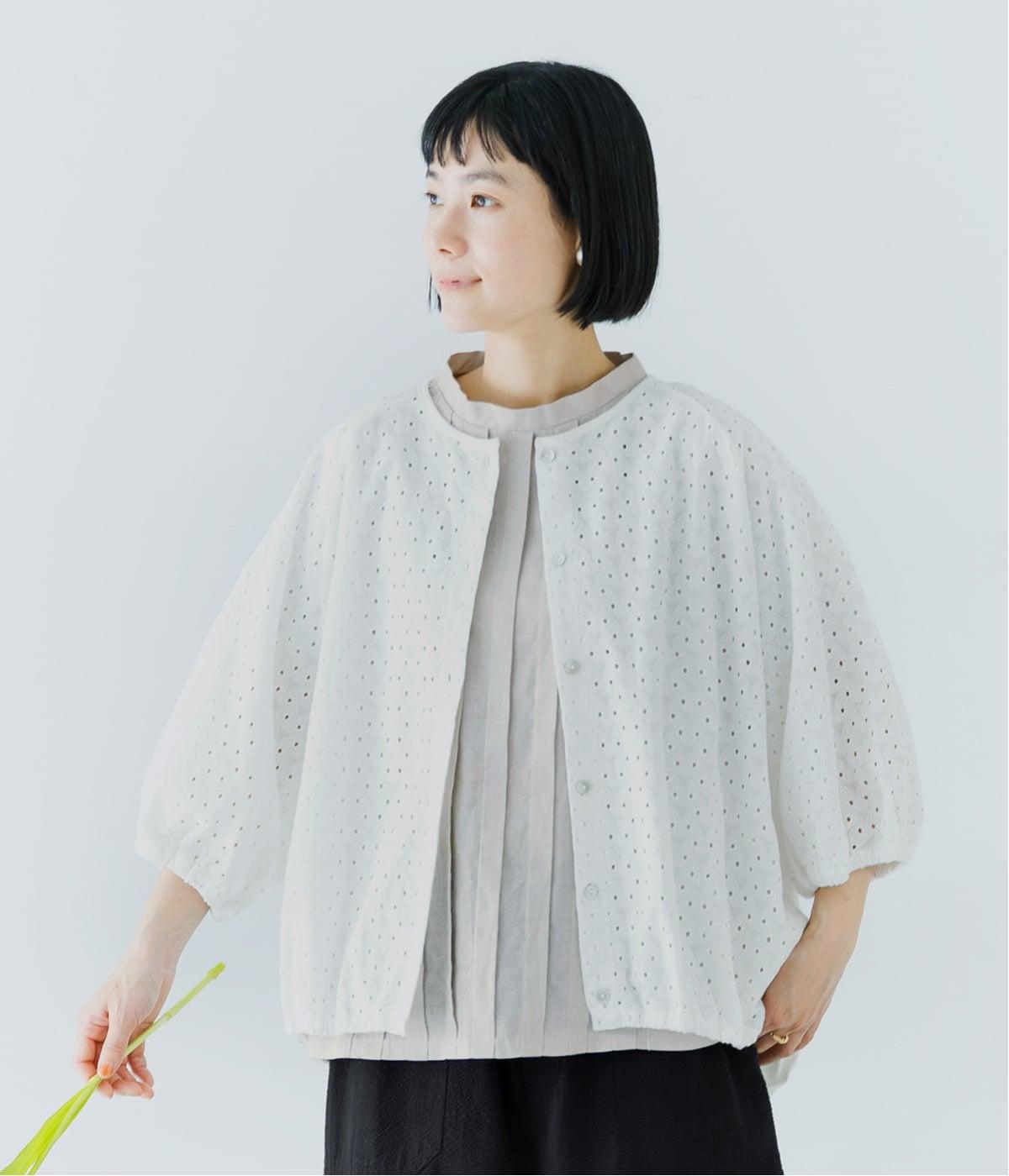 エンブロイダリーカーディガン(オフホワイト-M)