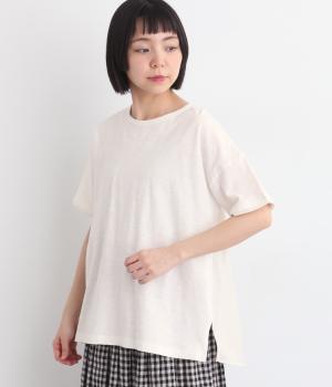 バックギャザーフレアTシャツ(オフホワイト-L)