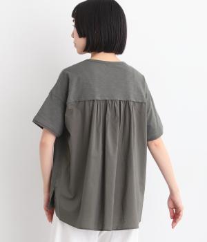 バックギャザーフレアTシャツ(チャコール-L)