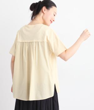 バックギャザーフレアTシャツ(ベージュ-L)