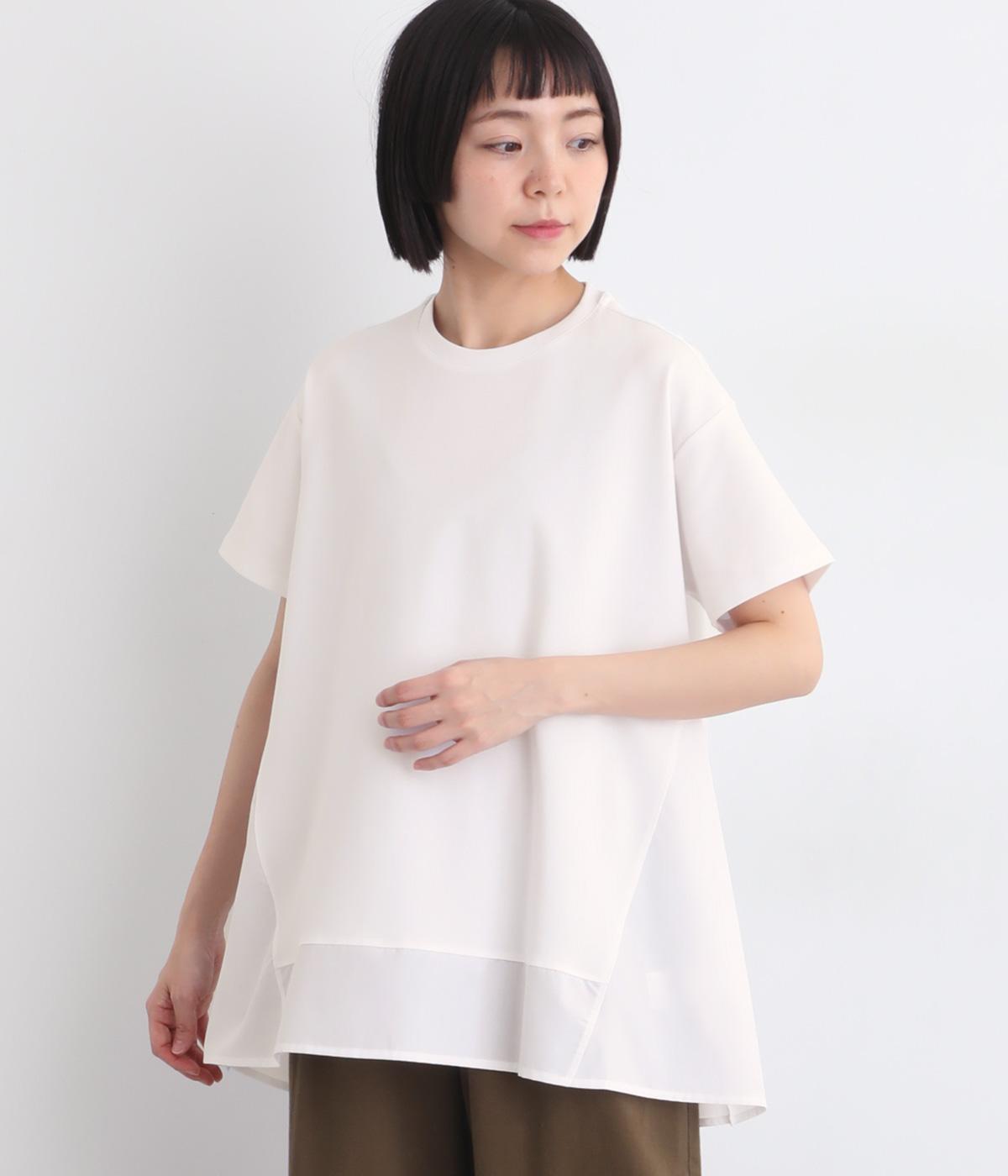 布帛コンビフレアチュニックTシャツ