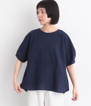 リップルプルオーバーブラウス(ネイビー-L)