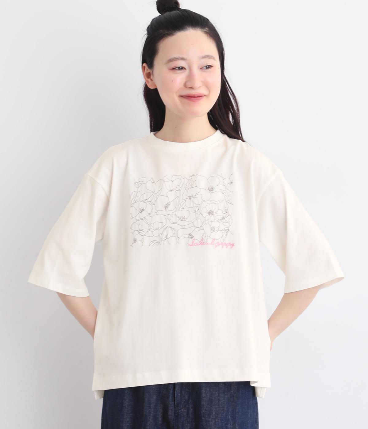 フラワーエンブロイダリーTシャツ