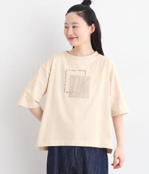 スクリプト刺繍Tシャツ(アイボリー-L)