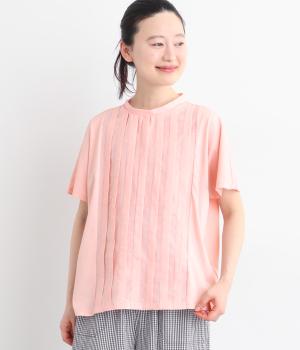 布帛切替タックＴシャツ(ピンク-L)