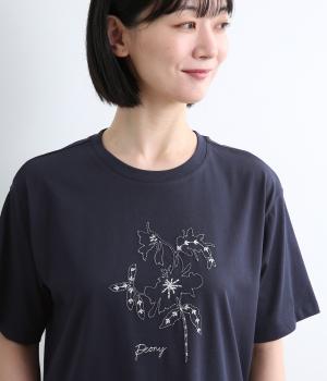 コードフラワーTシャツ(ネイビー-L)