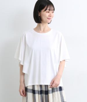 フレアスリーブTシャツ(オフホワイト-L)