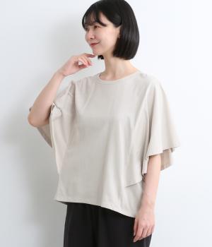 フレアスリーブTシャツ(ライトグレー-L)