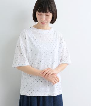 スモールドットプリントＴシャツ(オフホワイト-L)