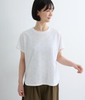 ドットジャカードＴシャツ(オフホワイト-L)