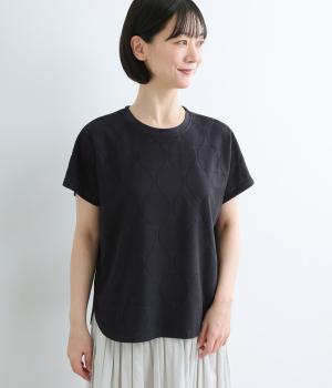 ドットジャカードＴシャツ(ネイビー-L)