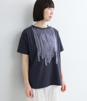 フロントフリルＴシャツ(ネイビー-L)