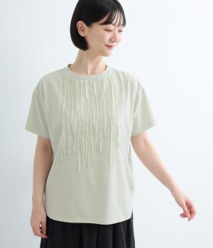 フロントフリルＴシャツ(グリーン-L)