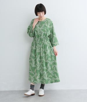 リーフプリント　2wayタックゴムワンピース