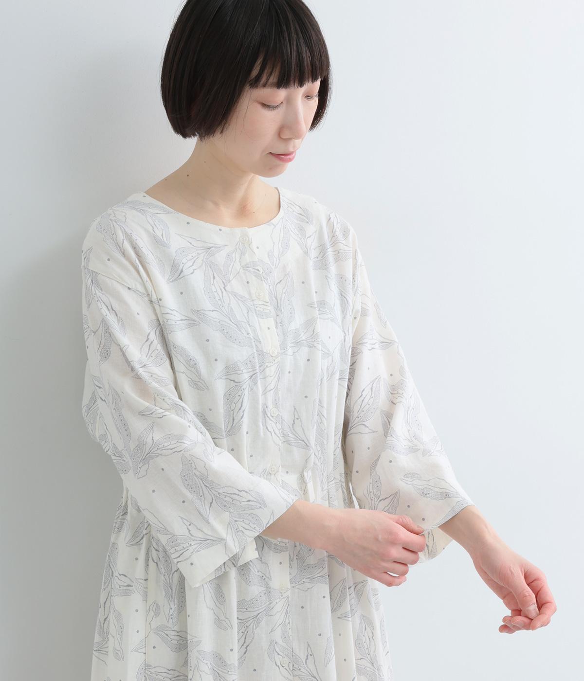 リーフプリント　2wayタックゴムワンピース(アイボリー-F)