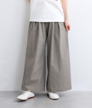 ライトコットンタックフレアパンツ(ベージュ-L)