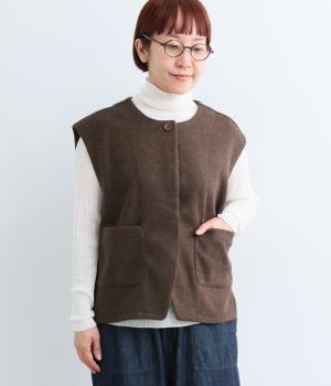 圧縮メルトンオーバーベスト（ブラウン・L）