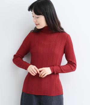ランダムリブハイネックプルオーバー（レッド・L）