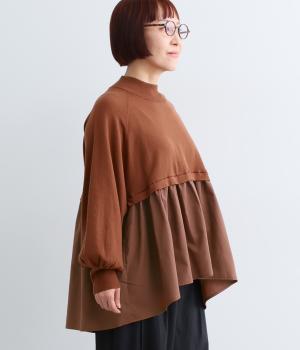 布帛コンビニットハイネックプルオーバー（オレンジ・F）