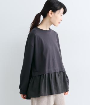 ペプラムギャザープルオーバー（チャコール・L）