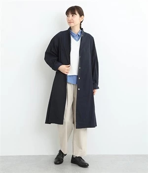 ラグランスリーブロングコート(ネイビー-M)