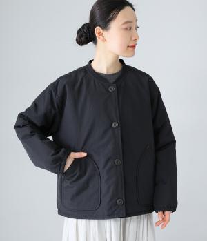 ワッシャーナイロンリブカラー中綿入りジャケット(ブラック-L)
