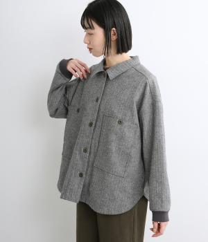 起毛へリンボンツイルジェイルポケットワークジャケット(ブラック-L)