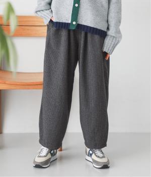 先染チェックタック入りワイドパンツ