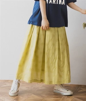タックギャザースカート(イエロー-M)