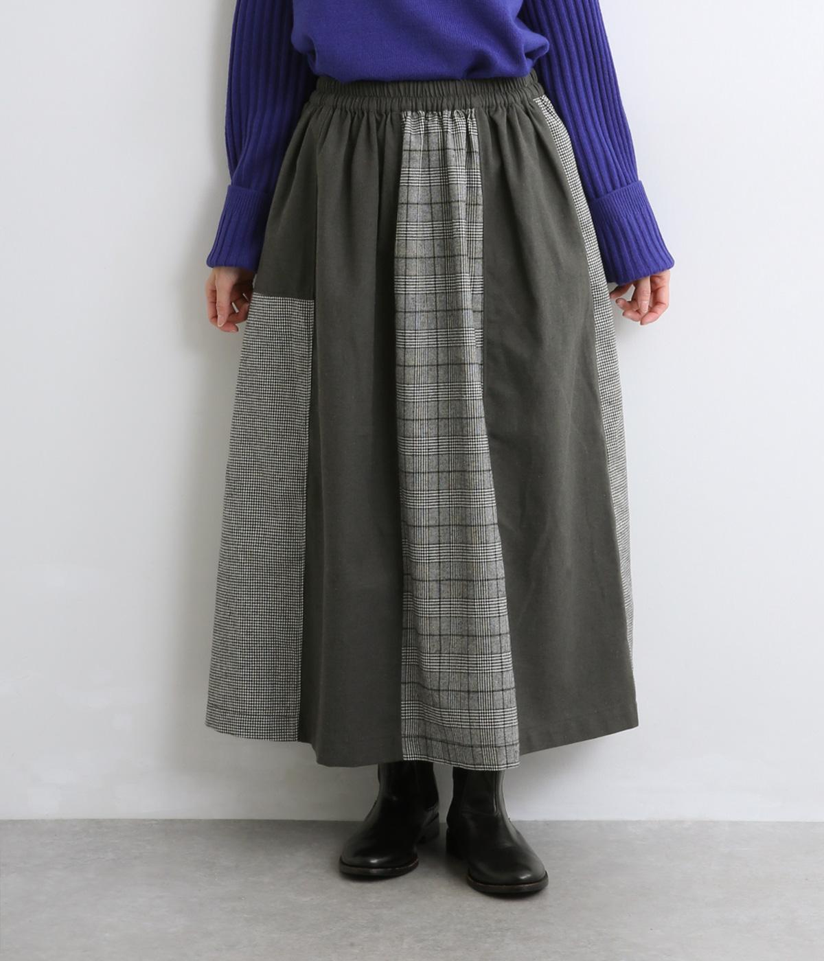 パッチワークスカート(ブラック-M)