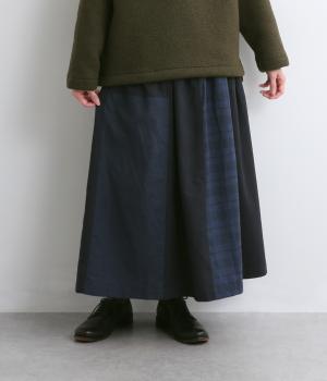 パッチワークスカート(ネイビー-L)