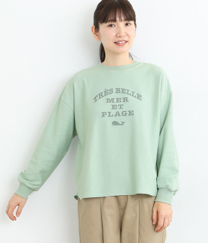 マリンロゴプリント入りプルオーバー(ライトグリーン-L)