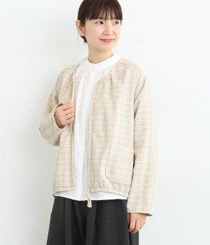 ZIPUPエッグシルエットカーディガン(ベージュ-L)