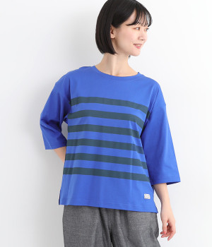 パネルボーダープリントプルオーバー(ブルー×ネイビー-M)