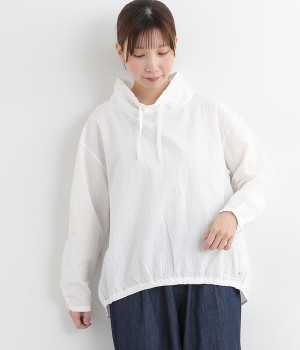 ハイネックシャツプルオーバー(オフホワイト-L)