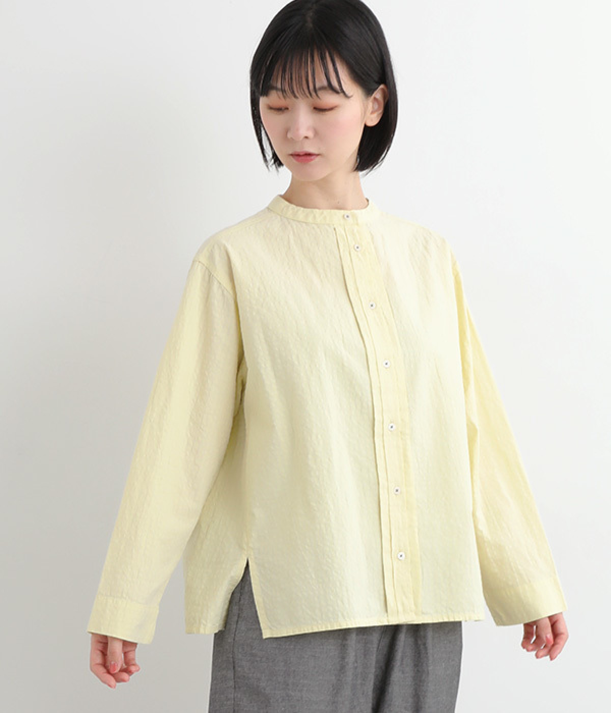 フロントタックブラウス(イエロー-L)